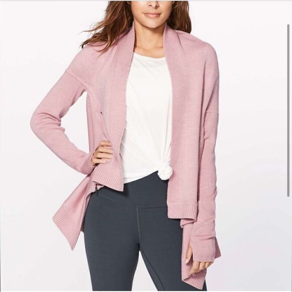 Lululemon Merino Wool Wrap It Up Cardigan Sweater Pink - Picture 1 of 14